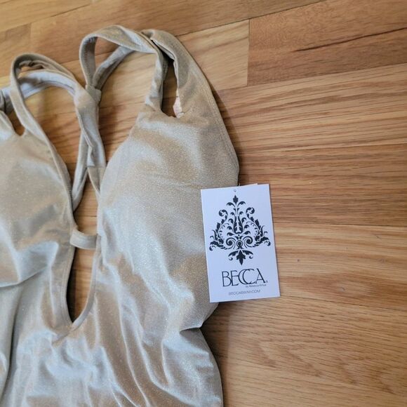 Becca By Rebecca Women's Gold Removeable Cups One Piece Swimsuit Sz Medium - Picture 6 of 7